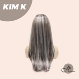 JBEXTENSION 22 Inches Straight Grey Brown Silver Ombre Headband Wig KIM K