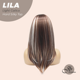 JBEXTENSION 20 Inches Scalpiana Light Calico Wolf Cut 3.5X4 Hard Silky Top Natural Scalp Effect Wig With Bangs LILA LIGHT CALICO