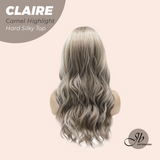 JBEXTENSION 22 Inches Scalpiana Camel Highlight 3.5X4 Hard Silky Top Natural Scalp Effect Women Wig With Bangs CLAIRE SILKY TOP CAMEL HIGHLIGHT