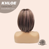 [PRE-ORDER] JBEXTENSION 12 Inches Bob Cut Camel Pink Pre-Cut Snowflake Lace Frontlace Glueless Wig KHLOE CAMEL PINK【PERMATEASE】【BENDY EAR TABS】- M/L