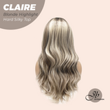 JBEXTENSION 22 Inches Scalpiana Blonde Highlight 3.5X4 Hard Silky Top Natural Scalp Effect Women Wig With Bangs CLAIRE SILKY TOP BLONDE HIGHLIGHT