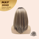 JBEXTENSION MAY MONO Monofilament Handmade Wig 6X5 Full Monofilament Hand Tied Top Wig 14 Inches Maple Brown Mono Lace Wig with Anti-slip Silicone Strips Glueless Wig MAY MONO - MAPLE BROWN【BENDY EAR TABS】