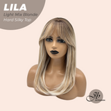 JBEXTENSION 20 Inches Scalpiana Light Mix Blonde Wolf Cut 3.5X4 Hard Silky Top Natural Scalp Effect Wig With Bangs LILA LIGHT MIX BLONDE