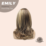JBEXTENSION 18 Inches Scalpiana Curly Hazelnut 3.5X4 Hard Silky Top Natural Scalp Effect Wig with Bangs EMILY HAZELNUT