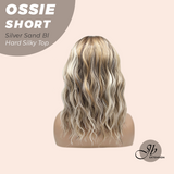 JBEXTENSION 14 Inches Scalpiana Wave Silver Sand Blonde 3.5X4 Hard Silky Top Natural Scalp Effect Wig with Bangs OSSIE SHORT - SILVER SAND BLONDE