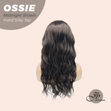 JBEXTENSION 22 Inches Scalpiana Long Wave Midnight Brown(Black/Brown) 3.5X4 Hard Silky Top Natural Scalp Effect Wig with Bangs OSSIE MIDNIGHT BROWN