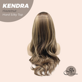 JBEXTENSION 26 Inches Scalpiana Long Curly Hazelnut 3.5X4 Hard Silky Top Natural Scalp Effect Wig with Bangs KENDRA HAZELNUT
