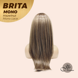 JBEXTENSION BRITA MONO Monofilament Handmade Wig 6X5 Full Monofilament Hand Tied Top Wig 22 Inches Hazelnut Mono Lace Wig with Anti-slip Silicone Strips Glueless Wig BRITA MONO HAZELNUT【BENDY EAR TABS】