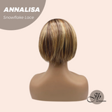JBEXTENSION 10 Inches Bob Cut Mix Copper Pre-Cut Side Part Snowflake Lace Frontlace Glueless Wig ANNALISA【BENDY EAR TABS】