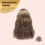 JBEXTENSION SAMANTHA MONO Full Monofilament Handmade Full Lace Full Hand Tied Wig 17 Inches Light Chocolate Mono Lace Handmade Futura Fiber Wig with Anti-slip Silicone Strips Glueless Wig SAMANTHA MONO LIGHT CHOCOLATE【BENDY EAR TABS】
