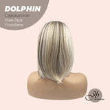 JBEXTENSION 12 Inches Bob Cut Mix Color With Blonde Brown Highlight Free Part Pre-Cut Frontlace Wig DOLPHIN CAPPUCCINO