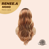 JBEXTENSION RENEE.A MONO Monofilament Handmade Wig 6X5 Full Monofilament Hand Tied Top Wig 22 Inches Cowboy Copper Mono Lace Wig With Anti-slip Silicone Strips Glueless Wig RENEE.A MONO【BENDY EAR TABS】