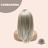 JBEXTENSION 18 Inches Ash Blonde White Wig with Bangs Women Fashion Full Machine Wig CASSANDRA【PERMATEASE】
