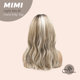 JBEXTENSION 16 Inches Scalpiana 3.5X4 Hard Silky Top Natural Scalp Effect Light Mix Blonde Body Wave Wig with Bangs Wig MIMI SILK TOP - LIGHT MIX BLONDE