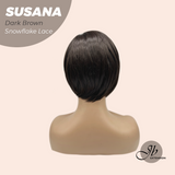JBEXTENSION 9 Inches Dark Brown Pre-Cut Side Part Snowflake Lace Frontlace Glueless Wig SUSANA DARK BROWN【BENDY EAR TABS】