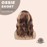 JBEXTENSION 14 Inches Scalpiana Wave Toasted Sienna 3.5X4 Hard Silky Top Natural Scalp Effect Wig with Bangs OSSIE SHORT - TOASTED SIENNA