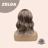 JBEXTENSION 14 Inches Wave Brown Highlight Chocolate‑Blonde Mix Headband Wig ZELDA