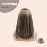 JBEXTENSION 16 Inches Short Bob Cut Hazelnut Wig with Bangs FEDERICA HAZELNUT