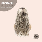 JBEXTENSION 22 Inches Scalpiana Long Wave Honeyed Sand 3.5X4 Hard Silky Top Natural Scalp Effect Wig with Bangs OSSIE HONEYED SAND