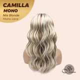 JBEXTENSION CAMILLA MONO Monofilament Handmade Wig 6X5 Full Monofilament Hand Tied Top Wig 20 Inches Mix Blonde Mono Lace Wig With Anti-slip Silicone Strips Glueless Wig CAMILLA MONO MIX BLONDE【BENDY EAR TABS】