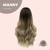 JBEXTENSION 24 Inches Body Wave Mix Blonde With Dark Root Pre-Cut Frontlace Glueless Wig MANNY