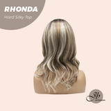JBEXTENSION 15 Inches Scalpiana Curly Mix Blonde 3.5X4 Hard Silky Top Natural Scalp Effect Wig with Bangs RHONDA
