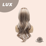 JBEXTENSION 22 Inches Medium Brown Base with Silver Blonde Ombre Highlights Headband Wig LUX