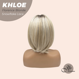 JBEXTENSION 12 Inches Bob Cut Florence Blonde Pre-Cut Snowflake Lace Frontlace Glueless Wig KHLOE FLORENCE BLONDE【PERMATEASE】【BENDY EAR TABS】- M/L