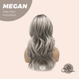 JBEXTENSION 20 Inches Mix Grey Curly Fiber X, Tangle Less Pre-Cut Free Part Frontlace Glueless Wig MEGAN【FIBER X】