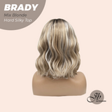 JBEXTENSION 12 Inches Scalpiana Wave Mix Blonde 3.5X4 Hard Silky Top Natural Scalp Effect Wig with Bangs BRADY MIX BLONDE