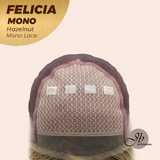 JBEXTENSION FELICIA MONO Full Monofilament Handmade Full Lace Full Hand Tied Wig 11 Inches Hazelnut Mono Lace Handmade Futura Fiber Wig with Anti-slip Silicone Strips Glueless Wig FELICIA MONO - HAZELNUT【BENDY EAR TABS】