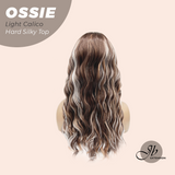 JBEXTENSION 22 Inches Scalpiana Long Wave Light Calico 3.5X4 Hard Silky Top Natural Scalp Effect Wig with Bangs OSSIE LIGHT CALICO