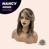 JBEXTENSION NANCY MONO Monofilament Handmade Wig 6X5 Full Monofilament Hand Tied Top Wig 14 Inches Dark Brown Curly Mono Lace Wig Glueless Black Sapphire Wig NANCY MONO - BLACK SAPPHIRE【BENDY EAR TABS】