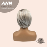 JBEXTENSION 10 Inches Cream Grey Pre-Cut Side Part Snowflake Lace Frontlace Glueless Wig ANN CREAM GREY【BENDY EAR TABS】
