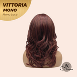 JBEXTENSION VITTORIA MONO Monofilament Handmade Wig 6X5 Full Monofilament Hand Tied Top Wig 16 Inches Dark Red Curly Mono Lace Wig With Anti-slip Silicone Strips Glueless Wig VITTORIA MONO【BENDY EAR TABS】