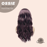 JBEXTENSION 22 Inches Scalpiana Long Wave Red Purple Highlight 3.5X4 Hard Silky Top Natural Scalp Effect Wig with Bangs OSSIE RED PURPLE HIGHLIGHT