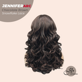 JBEXTENSION 18 Inches Chocolate Brown Deep Curly Pre-Cut Arc Snowflake Lace Frontlace Glueless Wig JENNIFER ARC - CHOCOLATE BROWN【 BENDY EAR TABS 】