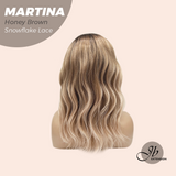 JBEXTENSION 17 Inches Wave Honey Brown Pre-Cut Side Part Snowflake Lace Frontlace Glueless Wig MARTINA HONEY BROWN【BENDY EAR TABS】