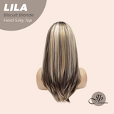 JBEXTENSION 20 Inches Scalpiana Biscuit Blonde Wolf Cut 3.5X4 Hard Silky Top Natural Scalp Effect Wig with Bangs LILA BISCUIT BLONDE