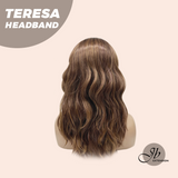 JBEXTENSION 18 Inches Wave Caramel Auburn Honey Balayage Headband Wig TERESA HEADBAND