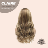 JBEXTENSION 22 Inches Scalpiana Shatush Mix Blonde 3.5X4 Hard Silky Top Natural Scalp Effect Women Wig with Bangs CLAIRE SILKY TOP - SHATUSH MIX BLONDE