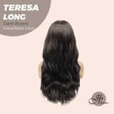 JBEXTENSION 22 Inches Long Dark Brown Pre-Cut Snowflake Lace Frontlace Glueless Wig TERESA LONG DARK BROWN【PERMATEASE】【BENDY EAR TABS】- M/L