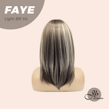 JBEXTENSION 16 Inches Straight Light Brown with Highlight Wig with Bangs FAYE LIGHT BROWN HIGHLIGHT