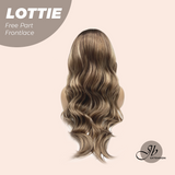 JBEXTENSION 28 Inches Mix Brown Long Wave Fiber X, Tangle Less Pre-Cut Free Part Frontlace Glueless Wig LOTTIE【FIBER X】