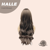 JBEXTENSION 27 Inches Long Wave Cold Brown Wig with Bangs HALLE COLD BROWN