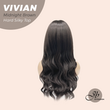 JBEXTENSION 24 Inches Scalpiana Midnight Brown(Black/Brown) Wave 3.5X4 Hard Silky Top Natural Scalp Effect Wig VIVIAN MIDNIGHT BROWN