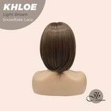 JBEXTENSION 12 Inches Bob Cut Light Brown Pre-Cut Snowflake Lace Frontlace Glueless Wig KHLOE LIGHT BROWN【PERMATEASE】【BENDY EAR TABS】- M/L