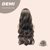 JBEXTENSION 28 Inches Scalpiana Body Wave Cold Brown 3.5X4 Hard Silky Top Natural Scalp Effect Wig with Bangs DEMI