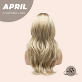 JBEXTENSION 20 Inches Mix Blonde Long Curly Pre-Cut T Part Snowflake Lace Frontlace Glueless Wig APRIL SNOWFLAKE【BENDY EAR TABS】