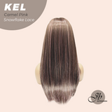 JBEXTENSION 22 Inches Camel Pink Pre-Cut Snowflake Lace Frontlace Glueless Wig KEL CAMEL PINK【PERMATEASE】【BENDY EAR TABS】- S/M